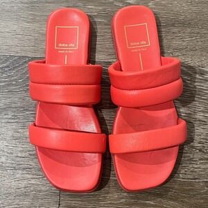 Dolce Vita Padded Slide Sandals Double Strap‎ Slip On Red Size 6